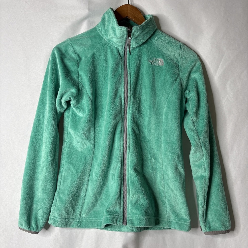 The North Face Girls Mint Green Full‎ Zip Fleece Sweatshirt Size Large 14/16